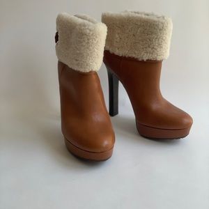 Coach Tan Leather High Heel Booties
